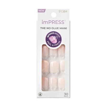 KISS imPRESS French Press on Nails Heroic White Short Squoval 30 Count | Walmart (US)