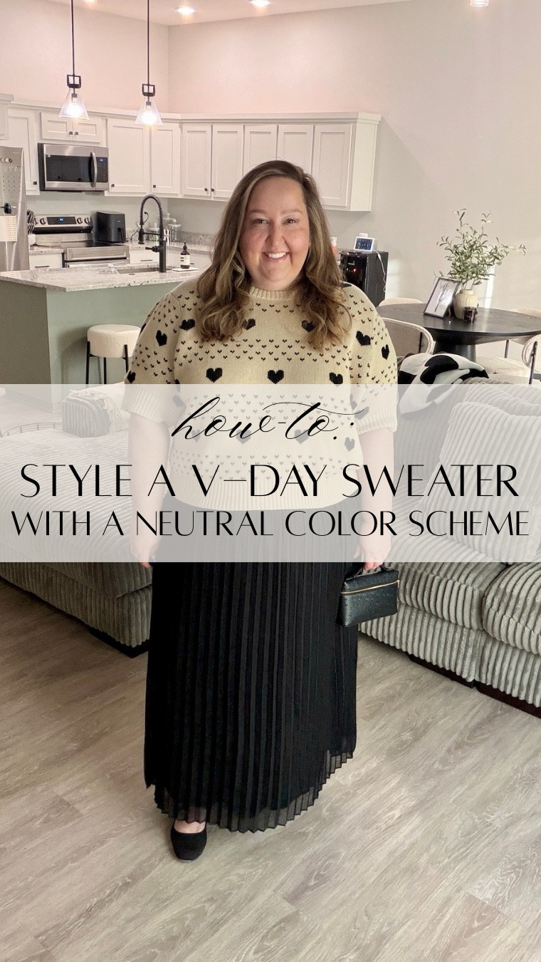 Finally found a festive Valentine’s Day sweater in a neutral color scheme 🙌🏻

I paired it with a black pleated maxi skirt which is a closet staple! 

#rebekahelizstyle 

#LTKootd #LTKPlusSize #LTKValentine