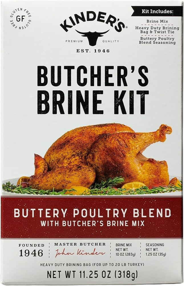 Kinder's Butcher's Turkey Brine and Rub Kit with Brining Bag, Garlic and Herb, 12-ounces | Amazon (US)
