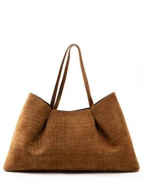 Dimple Tote Croco Suede Cognac | Elleme