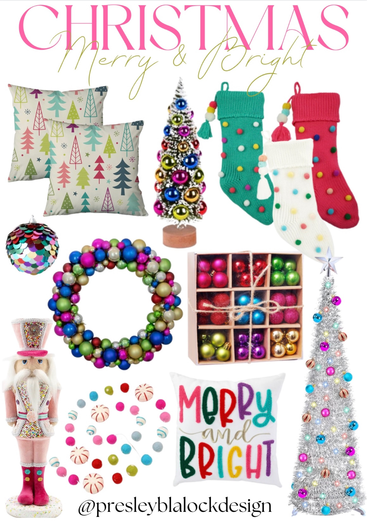 Christmas Decor / Merry and Bright / Colorful Christmas Decorations / Holiday Decor / Seasonal Home Decor / Whimsical Christmas / Colorful Ornaments / Christmas Wreath / Nutcracker / Bright and Merry / Christmas Pillow / Christmas Tree / Tabletop Tree / Christmas Ornaments / Holiday Style / Glitter Ornaments / Christmas Stockings / Christmas Garland / Faux Tree / Rainbow Christmas  
Holiday Wreath 

#LTKHoliday #LTKSeasonal #LTKhome