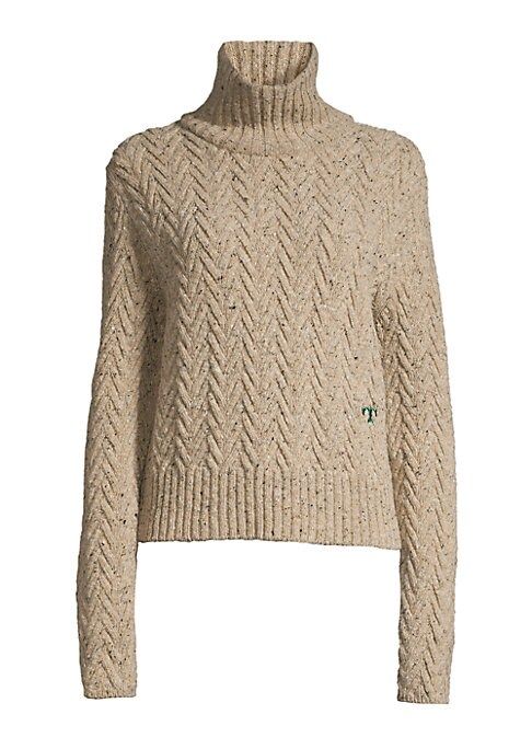 Tory Burch Women's Wool Turtleneck Sweater - Camel Melange - Size XL | Saks Fifth Avenue