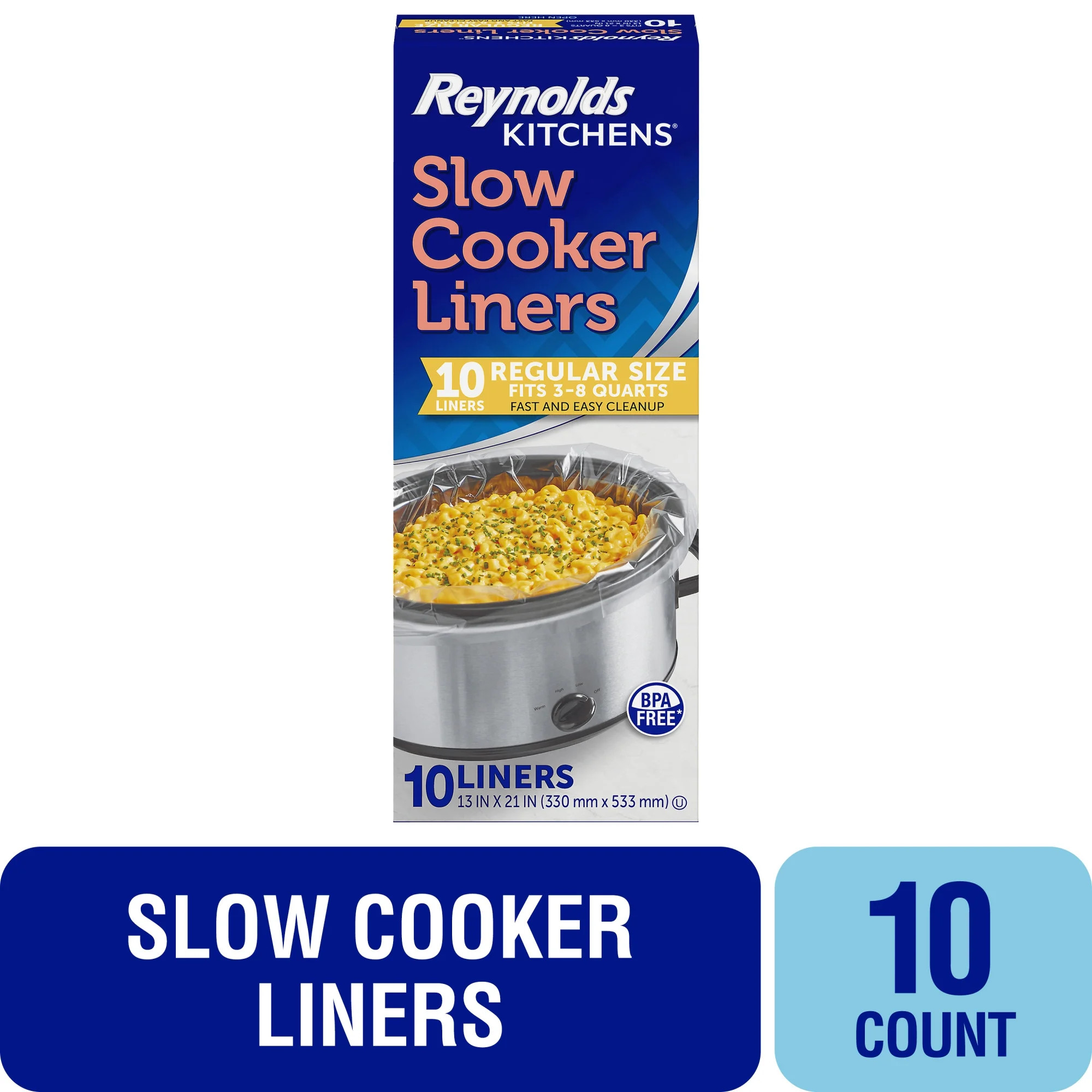 Reynolds Kitchens Slow Cooker Liners, Regular (Fits 3-8 Quarts), 10 Count | Walmart (US)