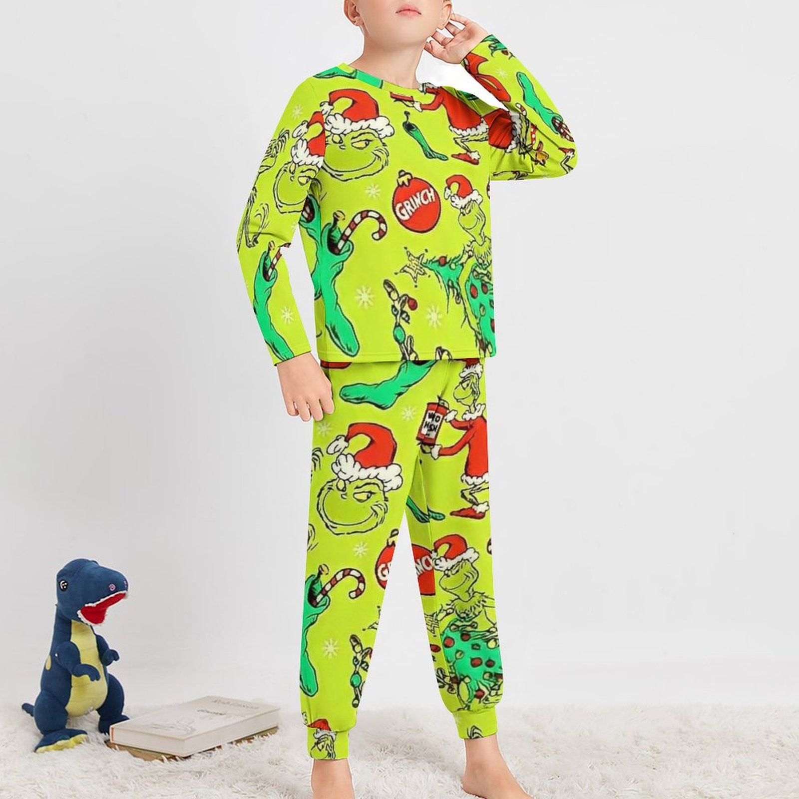 Grinch Christmas Toddler Kids Long Sleeve Top and Pants 2 -Piece, Cute Boys Girls Pajamas Set Snu... | Walmart (US)