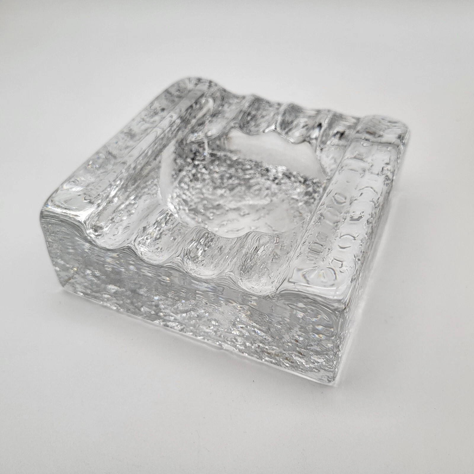 Vintage Art Glass Ice Block Ashtray Clear Heavy MCM Kosta Boda? Gorgeous READ | eBay US
