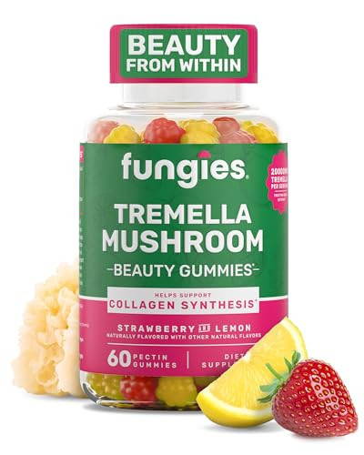 Fungies Tremella Mushroom Gummies, Mixed Strawberry & Lemon Flavor - Mushroom Herbal Supplement Gummy for Adults Supports Collagen Synthesis, Healthy Skin & Healthy Aging - Beauty Gummies 60 Servings | Amazon (US)