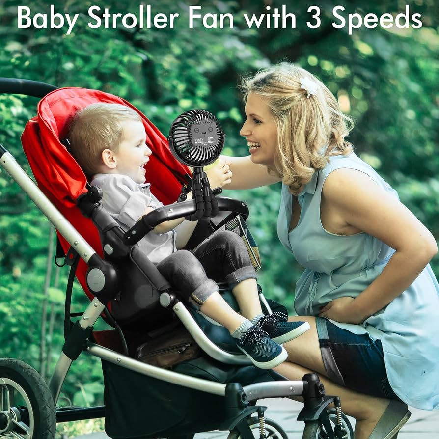 AMACOOL Battery Operated Stroller Fan Flexible Tripod Clip On Fan with 3 Speeds and Rotatable Han... | Amazon (US)
