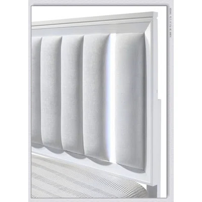 1Pc Queen Size LED Light Linen Look Fabric Upholstered Headboard Panel Bed | Wayfair North America