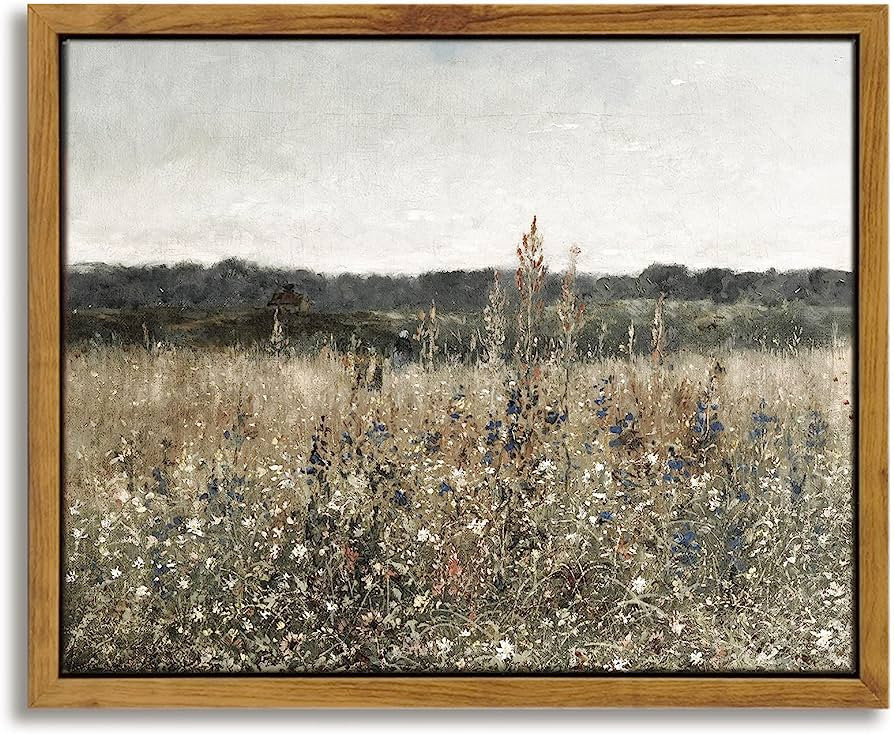 InSimSea Framed Canvas Wall Art Home Decor, Meadow with Flowers Painting Wall Art Prints, Canvas ... | Amazon (US)