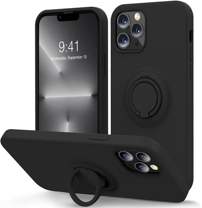MOCCA Compatible with iPhone 13 Pro Max Case 6.7inch with Ring Kickstand | Liquid Silicone | Micr... | Amazon (US)