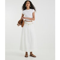 River Island Womens White A Line Poplin Midi Skirt | River Island UK & IE