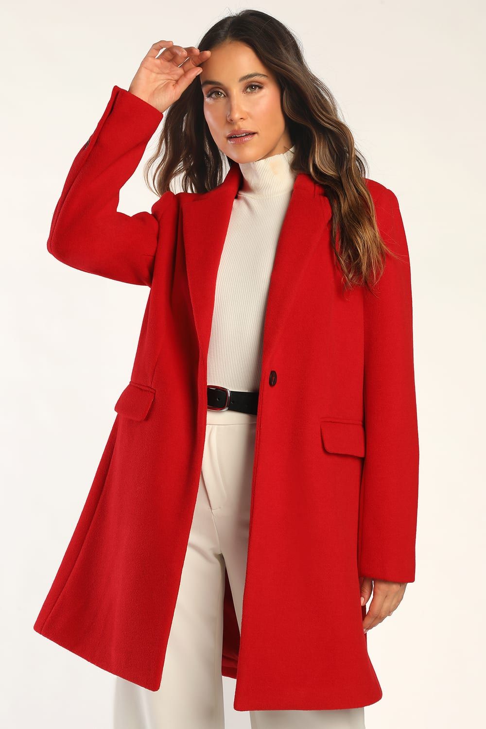 Cozy Contender Red Long Sleeve Coat | Lulus (US)