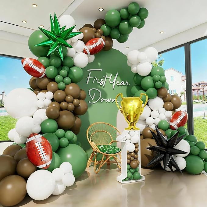 Football Balloon Arch kit, Brown White Sage Green Football Decorations, Football Themed Party Dec... | Amazon (US)