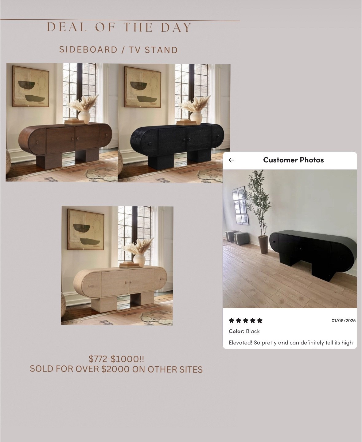 !!!! This stunning 76” sideboard / tv stand is now on Amazon for the lowest I’ve seen yet! Still being sold for over $2000 on other sites (also 5⭐️ rated on other sites) 

#LTKStyleTip #LTKHome #LTKSaleAlert