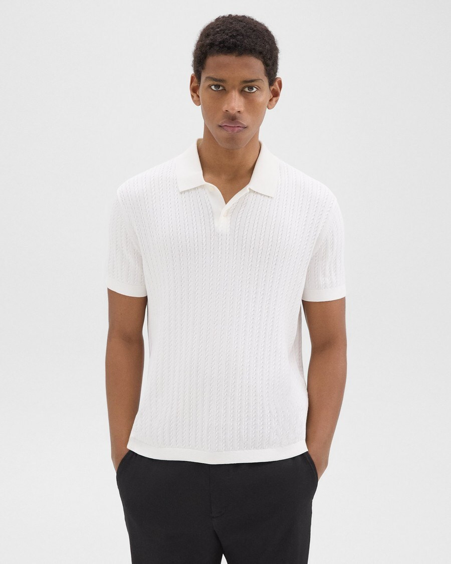 Cotton Cable Knit Polo | Theory | Theory