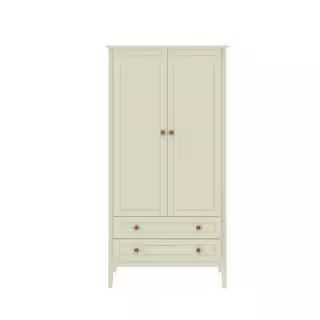 Manhattan Comfort Crown Off White Full Armoire With Hanging Rod and 2-Drawers (78.74 in. H x 40.3... | The Home Depot