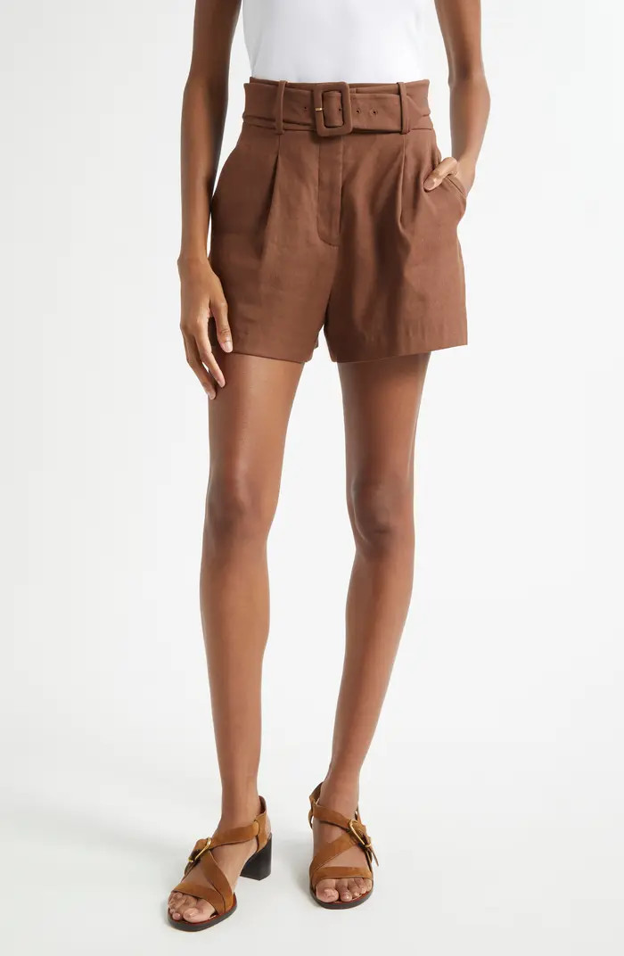 Piper Pleated Linen Blend Shorts | Nordstrom