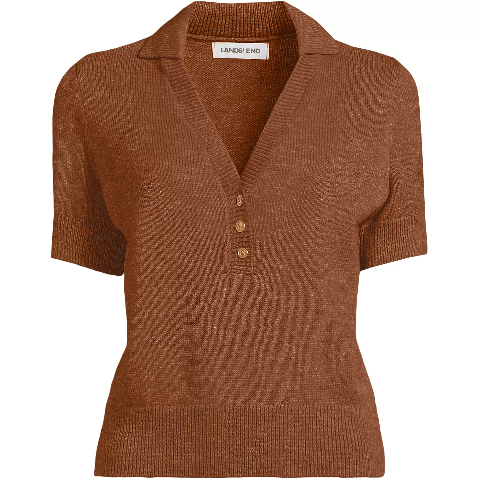 Women's Cotton Blend Short Sleeve Polo Sweater | Lands' End (US)