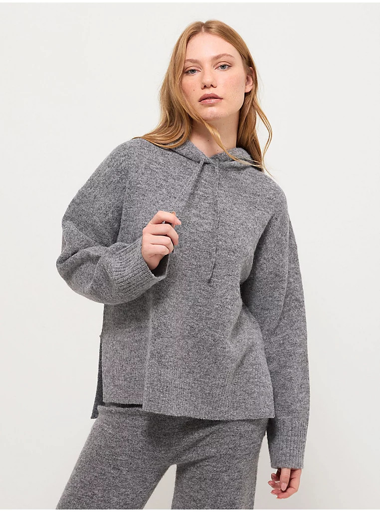 Grey Knitted Co Ord Long Sleeves Hoodie | George at ASDA