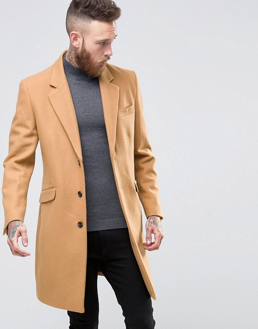 ASOS Wool Mix Overcoat In Camel | ASOS UK