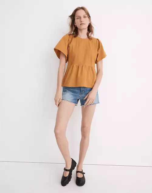 Pleated Flutter-Sleeve Top | Madewell