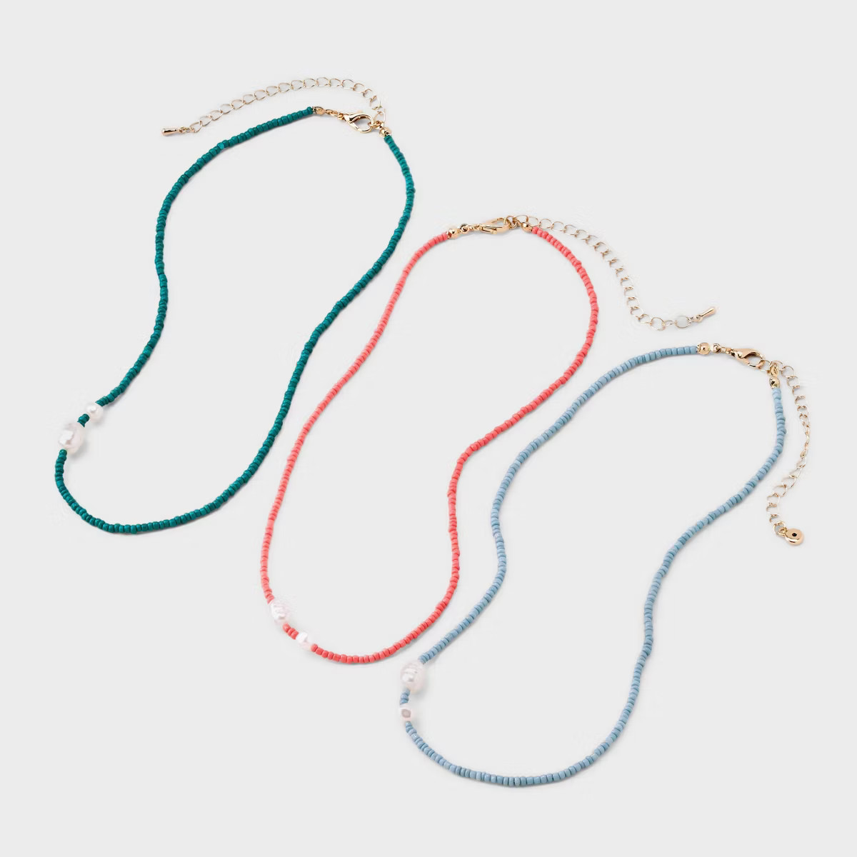 Seed Bead with Acrylic Pearl Necklace Set 3pc - Universal Thread™ Multicolor | Target