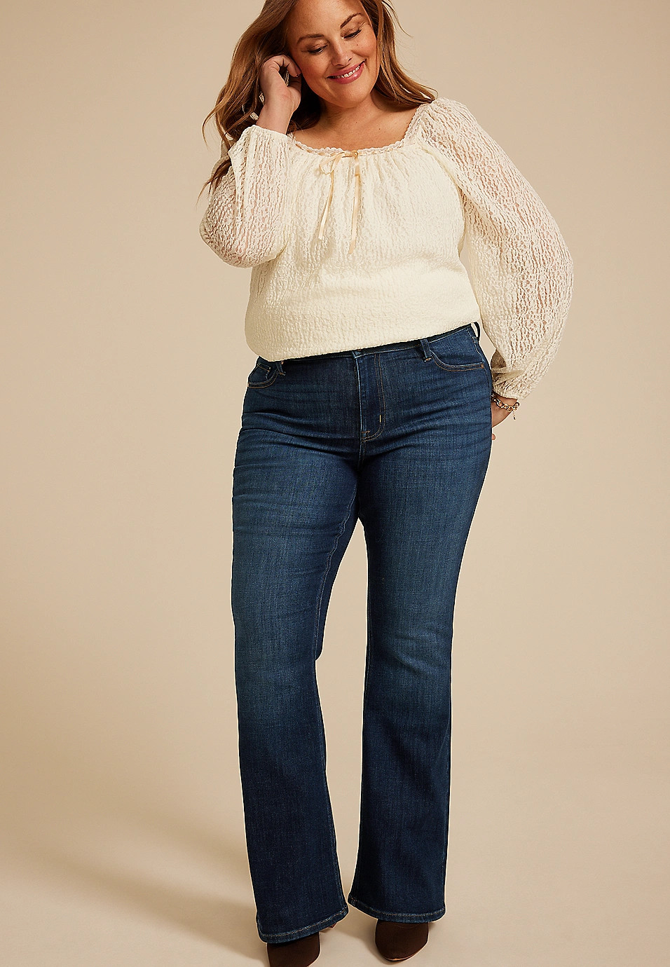 Plus Size edgely™ Dark High Rise Flare Jean | Maurices