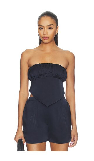 Susana Monaco Satin Scarf Tube Top in Navy. - size XS | Revolve Clothing (Global)