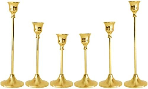 Candle Holder Elegant Flower Shape Candlestick Holders (French Gold, 2 Set) | Amazon (US)