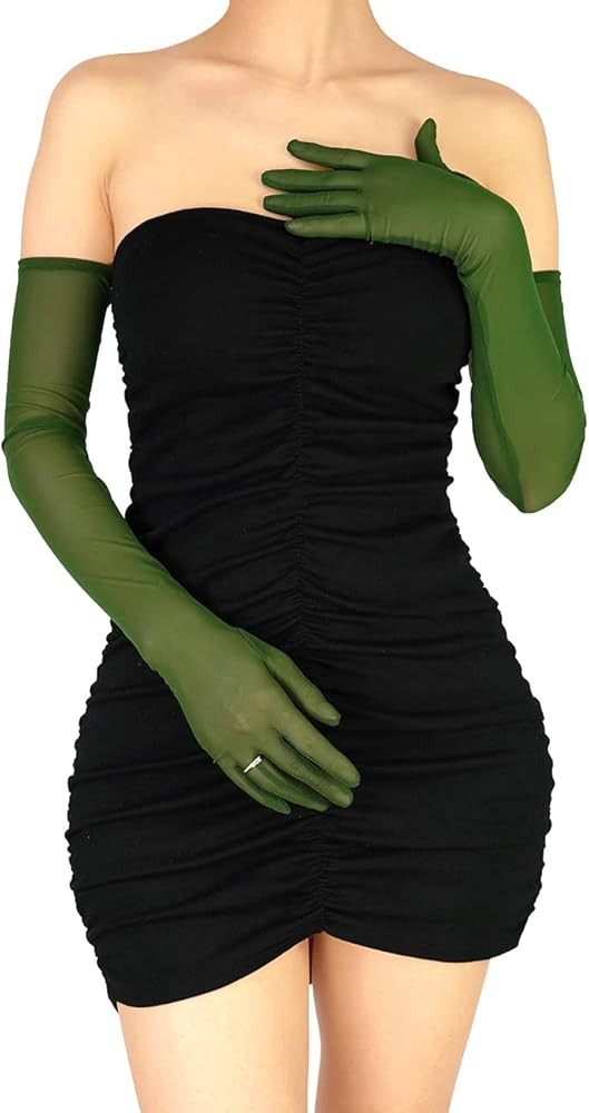 Women's 1920s Sexy Long Sheer Gloves Stretchy Mesh Tulle Gloves Opera Party Dance Bridal Gloves | Amazon (US)