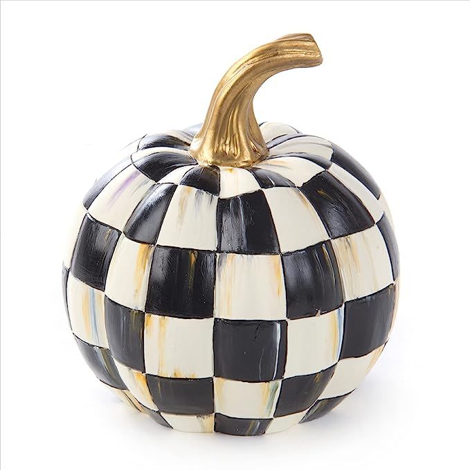 MacKenzie-Childs Courtly Check Black-and-White Mini Decorative Pumpkin for Fall Decor, Autumn Dec... | Amazon (US)