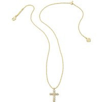 Kendra Scott Cross Gold Pendant Necklace in White Crystal | Glik's