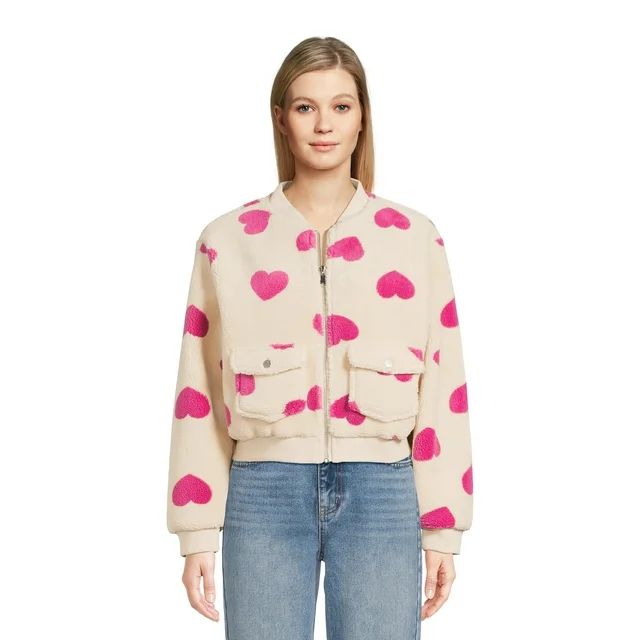 No Boundaries Women's Juniors and Plus Bomber Jacket with Cargo Pockets, Sizes XS-4X | Walmart (US)