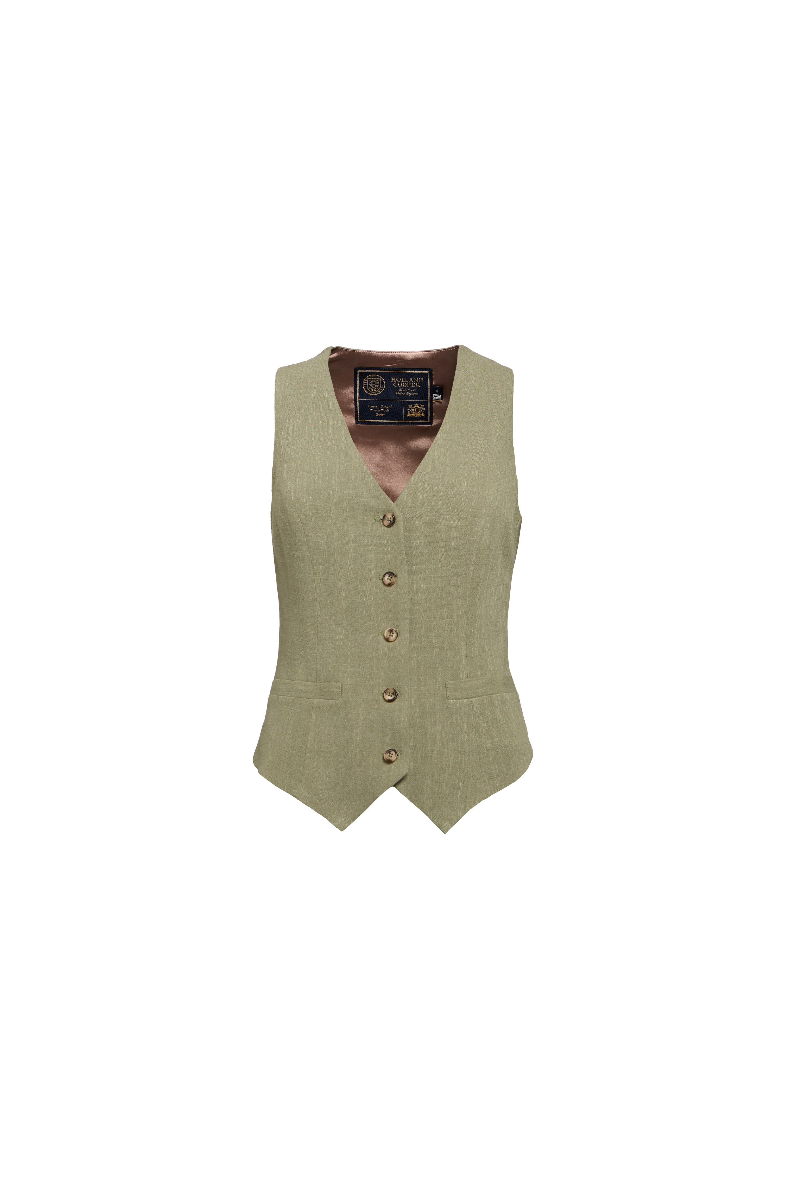 Hampton Waistcoat (Sage Linen) | Holland Cooper