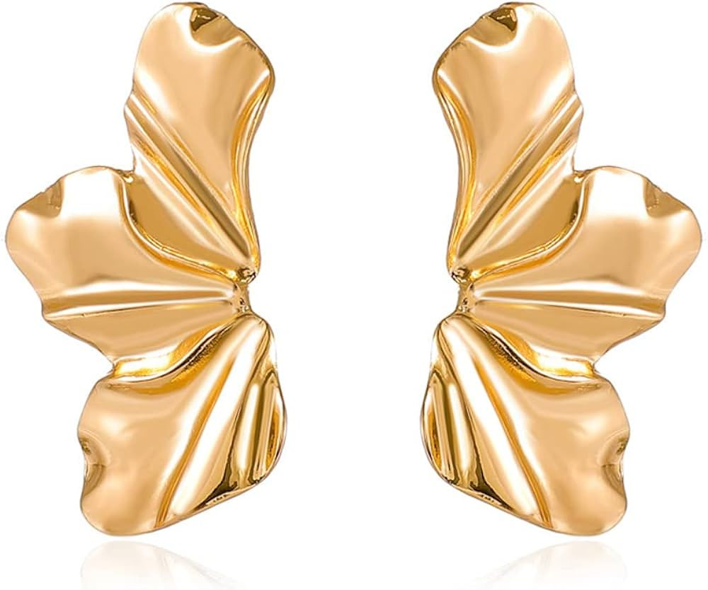 Gold Flower Earrings for Women,14K Gold Plated Flower Dangle Drop Earrings,Exaggerated Flower Flo... | Amazon (US)