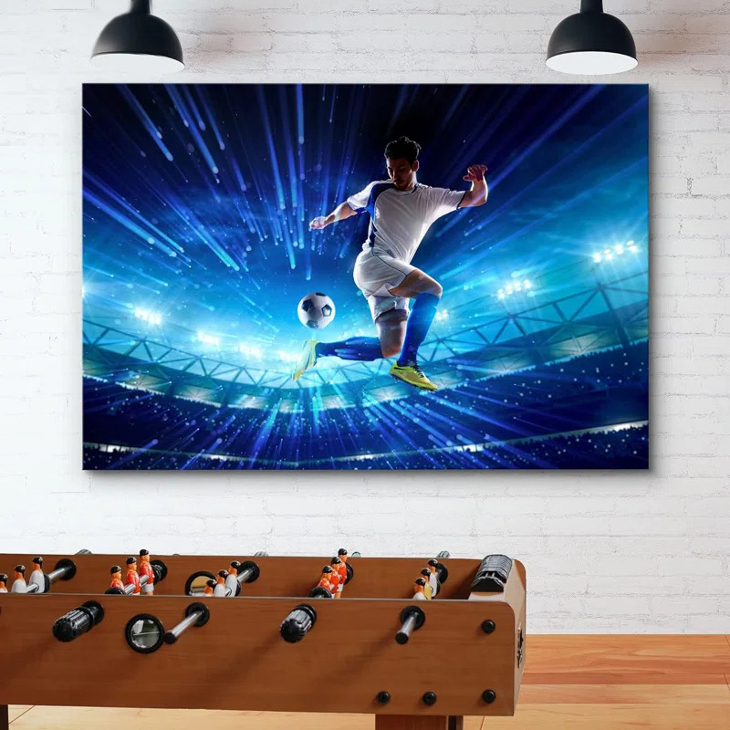 Sport " Neon Light Soccer Ball Player Kicking Ball " | Wayfair North America