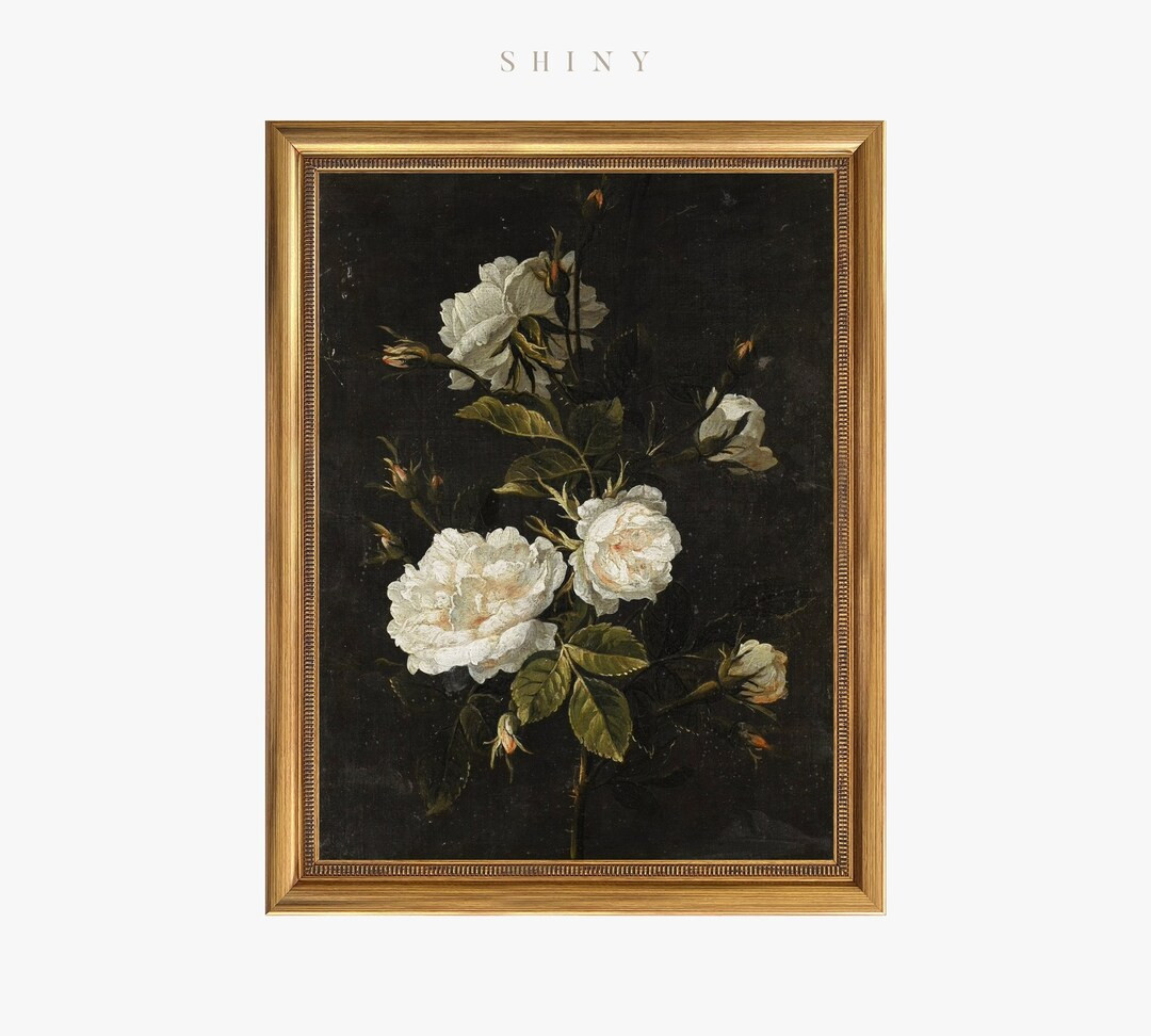 Framed Vintage Floral Print, White Roses Print, Vintage Art Print Framed, Still Life Botanical Pa... | Etsy (US)