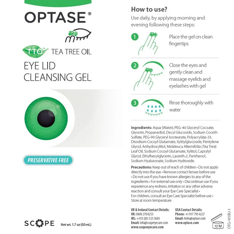 OPTASE TTO Eyelid Cleansing Gel - A Gentle Cleanser for Daily Eyelid and Eyelash Hygiene | Walmart (US)