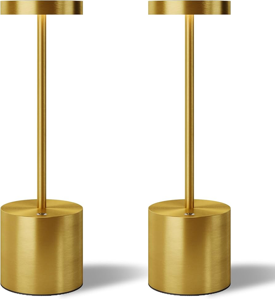 TBBGA LED Cordless Table Lamps Set of 2,5000 mAh Rechargeable Table lamp,3 Color Stepless Dimming... | Amazon (US)