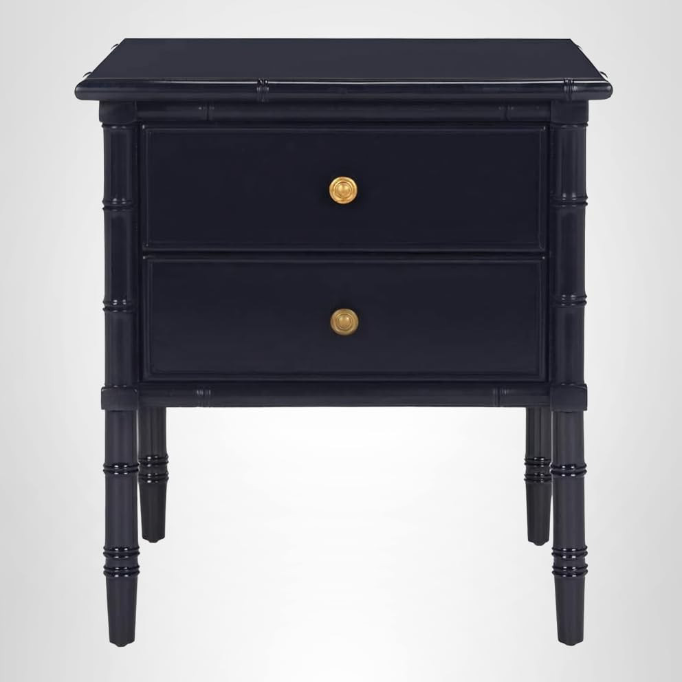 Safavieh Home Collection Mina Modern Coastal 2 Drawer 25" Bamboo Nightstand, Navy | Amazon (US)