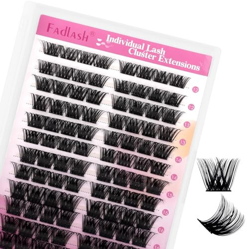 FADLASH Lash Clusters Individual Lashes 12-18mm Large Tray Cluster Lashes D Curl Mixed Length Eyelash Clusters Reusable DIY Lash Extensions (F2-07D-12-18mm) | Amazon (US)