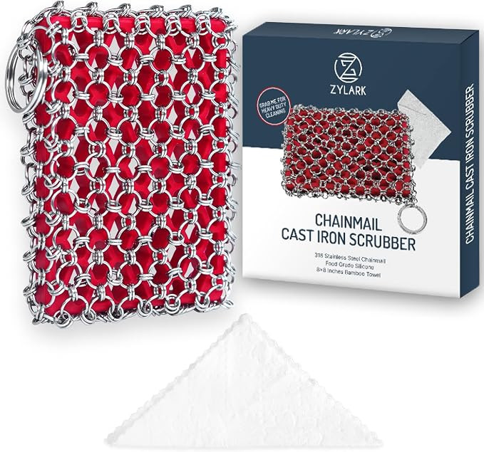 Cast Iron Scrubber Chainmail - 316L Cast Iron Cleaner Scrubber and Bamboo Cloth Set - Chain Mail ... | Amazon (US)