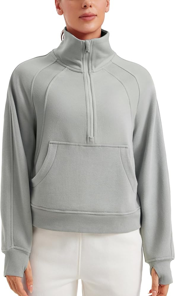 CRZ YOGA Womens Fleece Lined Half Zipper Sweatshirts Funnel Neck Long Sleeve Oversized Pullover H... | Amazon (US)