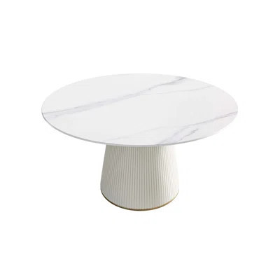 Modern Artificial Stone Round Dining Table With Sintered Stone Top And PU Base, Accommodates 6 People | Wayfair North America