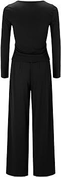 Ladies Long Sleeve Trousers Solid Color Rib Knit Casual Comfortable Home Two Piece Set Graduation... | Amazon (US)