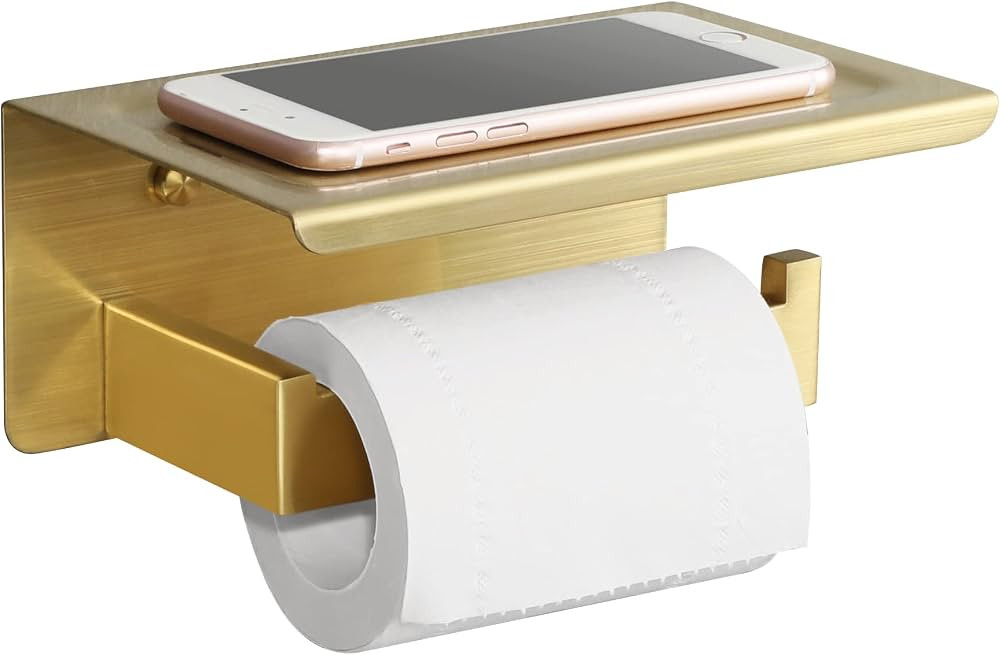 Alise Toilet Paper Holder,Bathroom Tissue Holder with Shelf,SUS304 Stainless Steel Toilet Paper R... | Amazon (US)