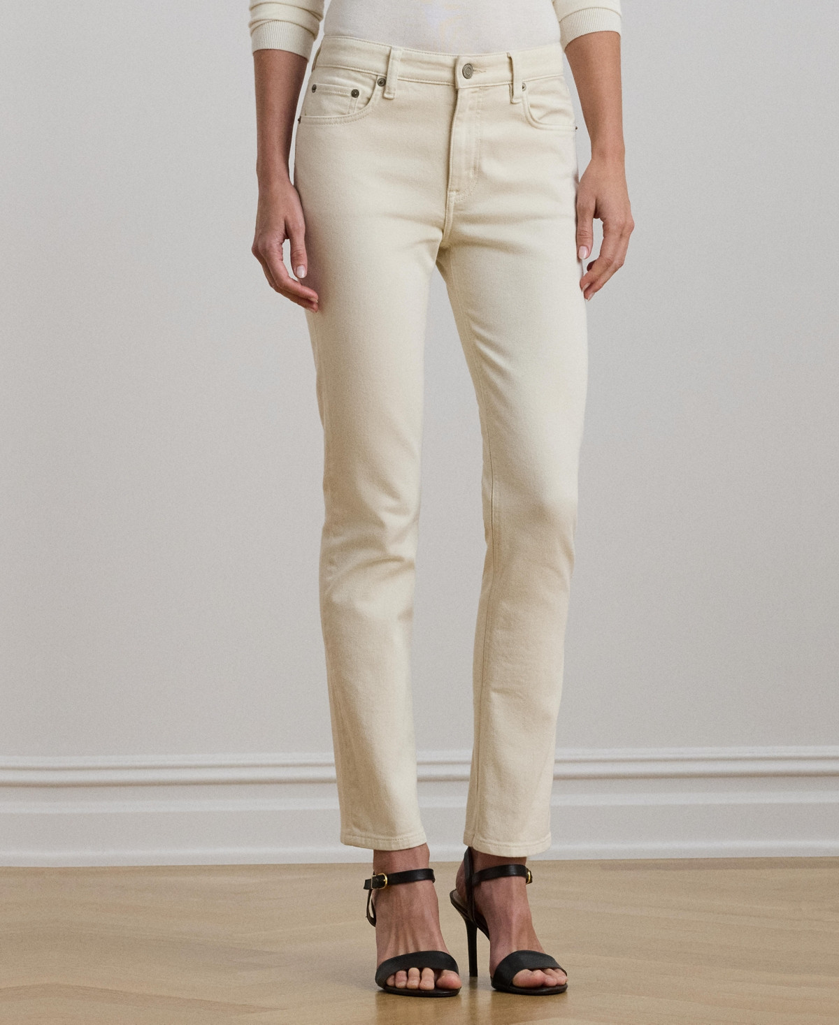 Lauren Ralph Lauren Women's High-Rise Straight Ankle Jeans - Cream Wash | Macy's
