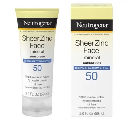 Neutrogena Sheer Zinc Dry-Touch Face Sunscreen with SPF 50, 2 fl. oz | Walmart (US)