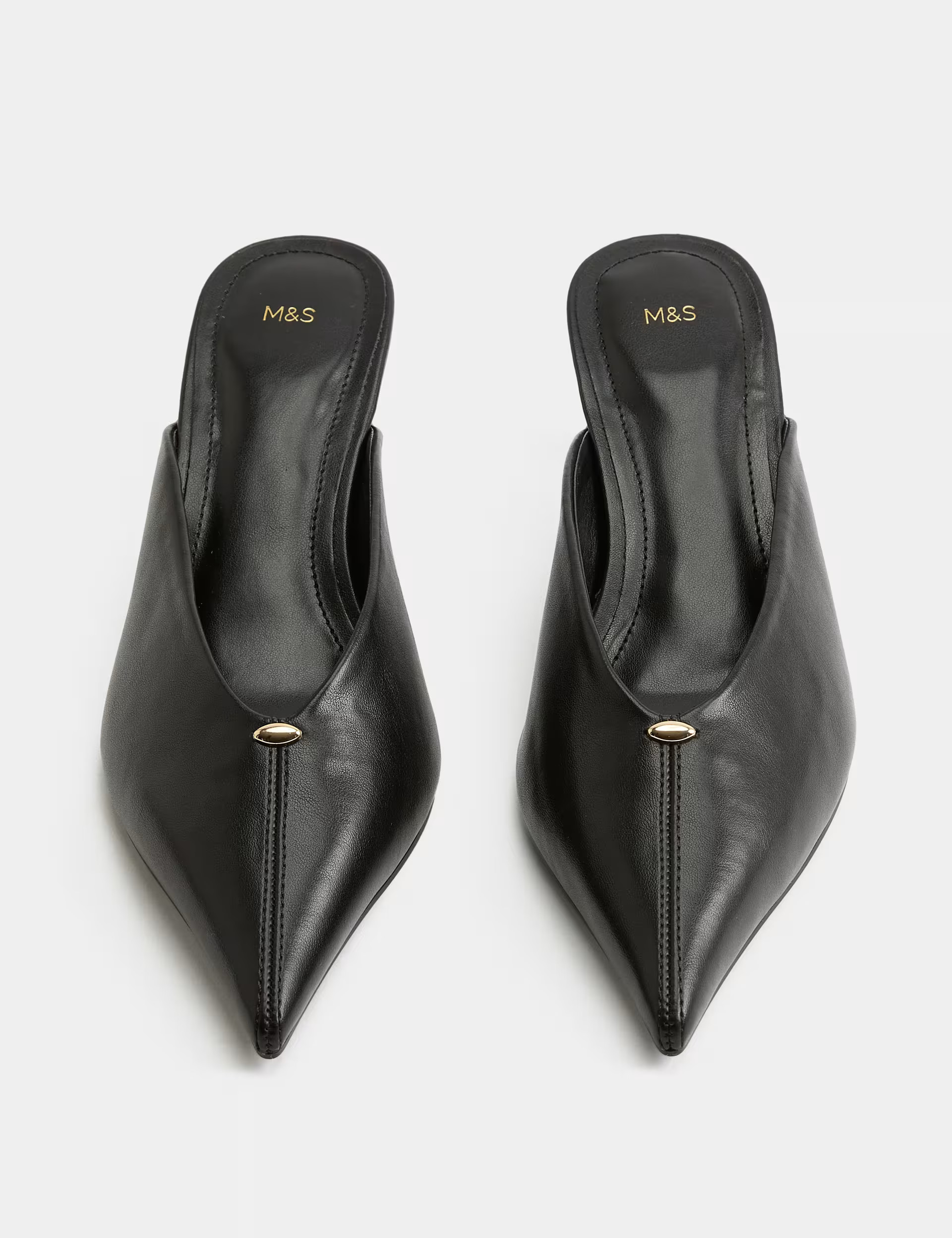 M&S Kitten Heel Pointed Toe Mules Black | Marks & Spencer (UK)