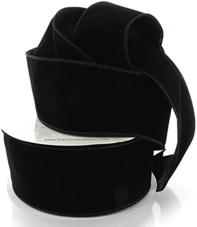 Ribbon Traditions 2.5" Wired Suede Velvet Ribbon Black - 25 Yards | Amazon (US)